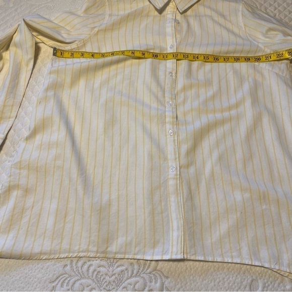 Zac and Rachel Button Down Yellow & White Blouse w/ Roll Tab Sleeves Size XL - Picture 7 of 8